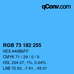 Color code: RGB 73 182 255 | qconv.com