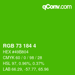 Color code: RGB 73 184 4 | qconv.com