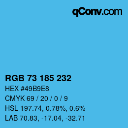 Color code: RGB 73 185 232 | qconv.com