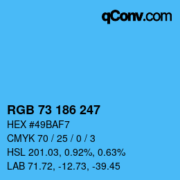 Color code: RGB 73 186 247 | qconv.com