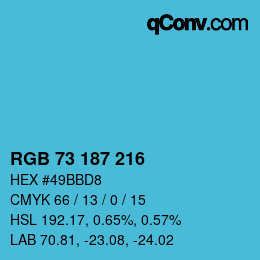 Farbcode: RGB 73 187 216 | qconv.com