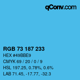Color code: RGB 73 187 233 | qconv.com