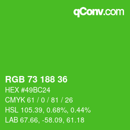 Color code: RGB 73 188 36 | qconv.com