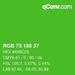Color code: RGB 73 188 37 | qconv.com