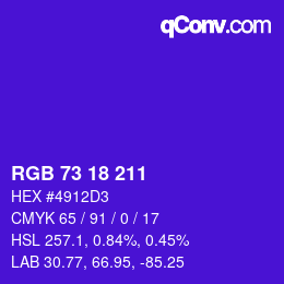 Color code: RGB 73 18 211 | qconv.com
