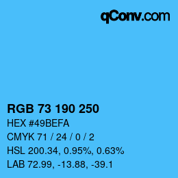 Color code: RGB 73 190 250 | qconv.com