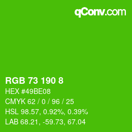 Color code: RGB 73 190 8 | qconv.com