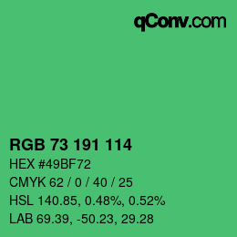 カラーコード: RGB 73 191 114 | qconv.com