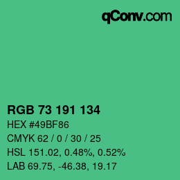 Color code: RGB 73 191 134 | qconv.com