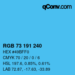 Color code: RGB 73 191 240 | qconv.com