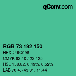 カラーコード: RGB 73 192 150 | qconv.com