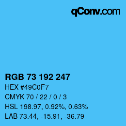 カラーコード: RGB 73 192 247 | qconv.com