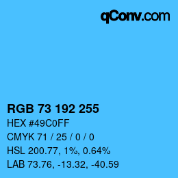 Color code: RGB 73 192 255 | qconv.com