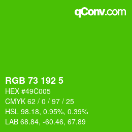 Color code: RGB 73 192 5 | qconv.com