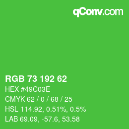 Color code: RGB 73 192 62 | qconv.com