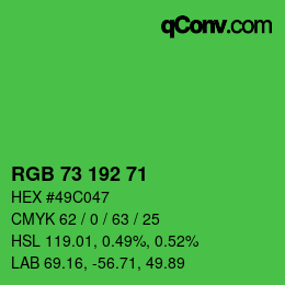 Color code: RGB 73 192 71 | qconv.com