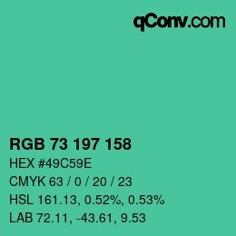 颜色代码: RGB 73 197 158 | qconv.com