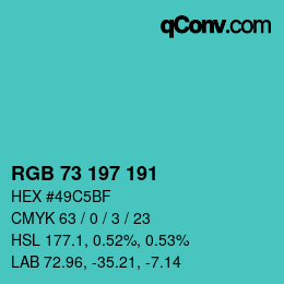 颜色代码: RGB 73 197 191 | qconv.com