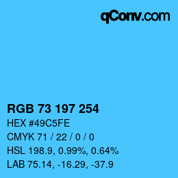 Color code: RGB 73 197 254 | qconv.com