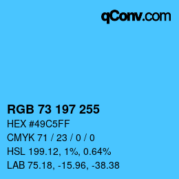 Color code: RGB 73 197 255 | qconv.com