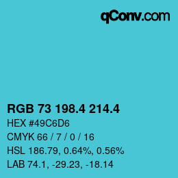 カラーコード: RGB 73 198.4 214.4 | qconv.com
