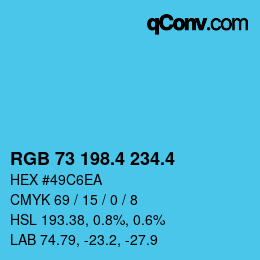 カラーコード: RGB 73 198.4 234.4 | qconv.com