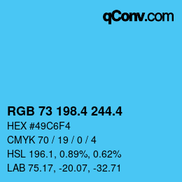 カラーコード: RGB 73 198.4 244.4 | qconv.com