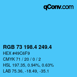 カラーコード: RGB 73 198.4 249.4 | qconv.com