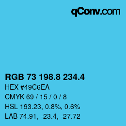 カラーコード: RGB 73 198.8 234.4 | qconv.com