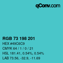 Color code: RGB 73 198 201 | qconv.com