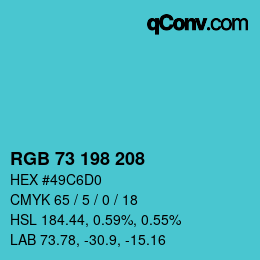 Color code: RGB 73 198 208 | qconv.com