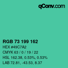 Color code: RGB 73 199 162 | qconv.com