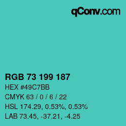 Color code: RGB 73 199 187 | qconv.com