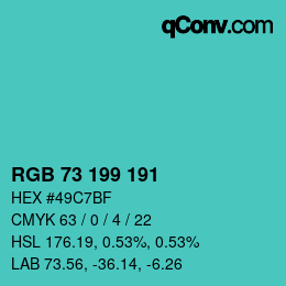 Color code: RGB 73 199 191 | qconv.com