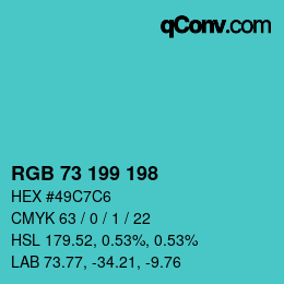 Color code: RGB 73 199 198 | qconv.com