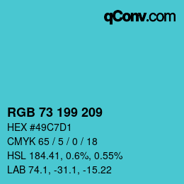 Color code: RGB 73 199 209 | qconv.com