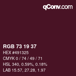 Color code: RGB 73 19 37 | qconv.com