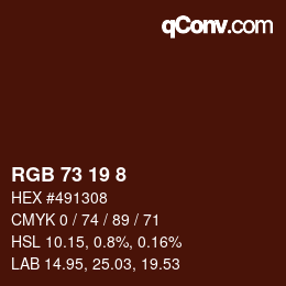 Color code: RGB 73 19 8 | qconv.com