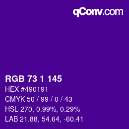 Color code: RGB 73 1 145 | qconv.com
