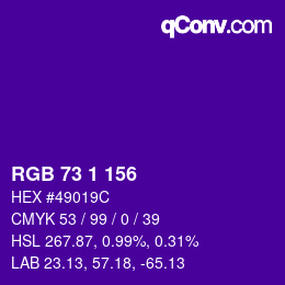 Color code: RGB 73 1 156 | qconv.com