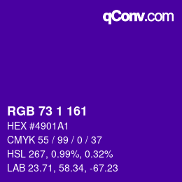 カラーコード: RGB 73 1 161 | qconv.com