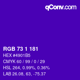 Color code: RGB 73 1 181 | qconv.com