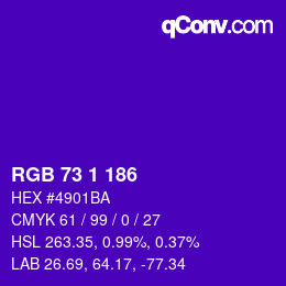 Color code: RGB 73 1 186 | qconv.com
