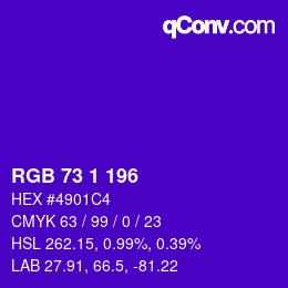 Color code: RGB 73 1 196 | qconv.com