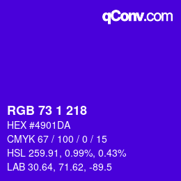 Color code: RGB 73 1 218 | qconv.com