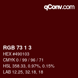 カラーコード: RGB 73 1 3 | qconv.com
