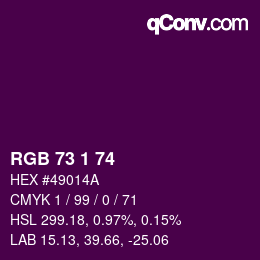 Color code: RGB 73 1 74 | qconv.com