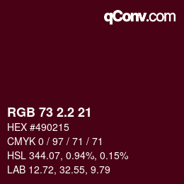 カラーコード: RGB 73 2.2 21 | qconv.com