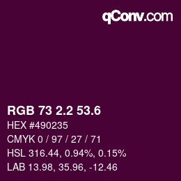 カラーコード: RGB 73 2.2 53.6 | qconv.com