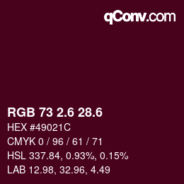 カラーコード: RGB 73 2.6 28.6 | qconv.com